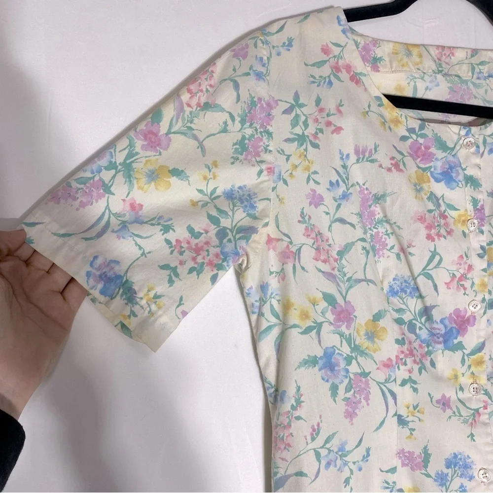 Vintage Handmade Pastel Floral Cottagecore Peasant Garden Tea Party Dress M - Picture 8 of 16